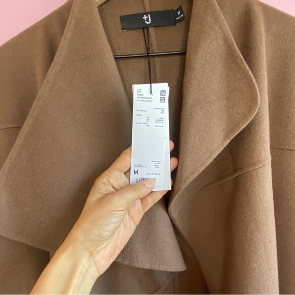 Jil Sander Uniqlo Collab Wool Cashmere Blend Wrap Coat, Tan, M - Picture 6 of 14